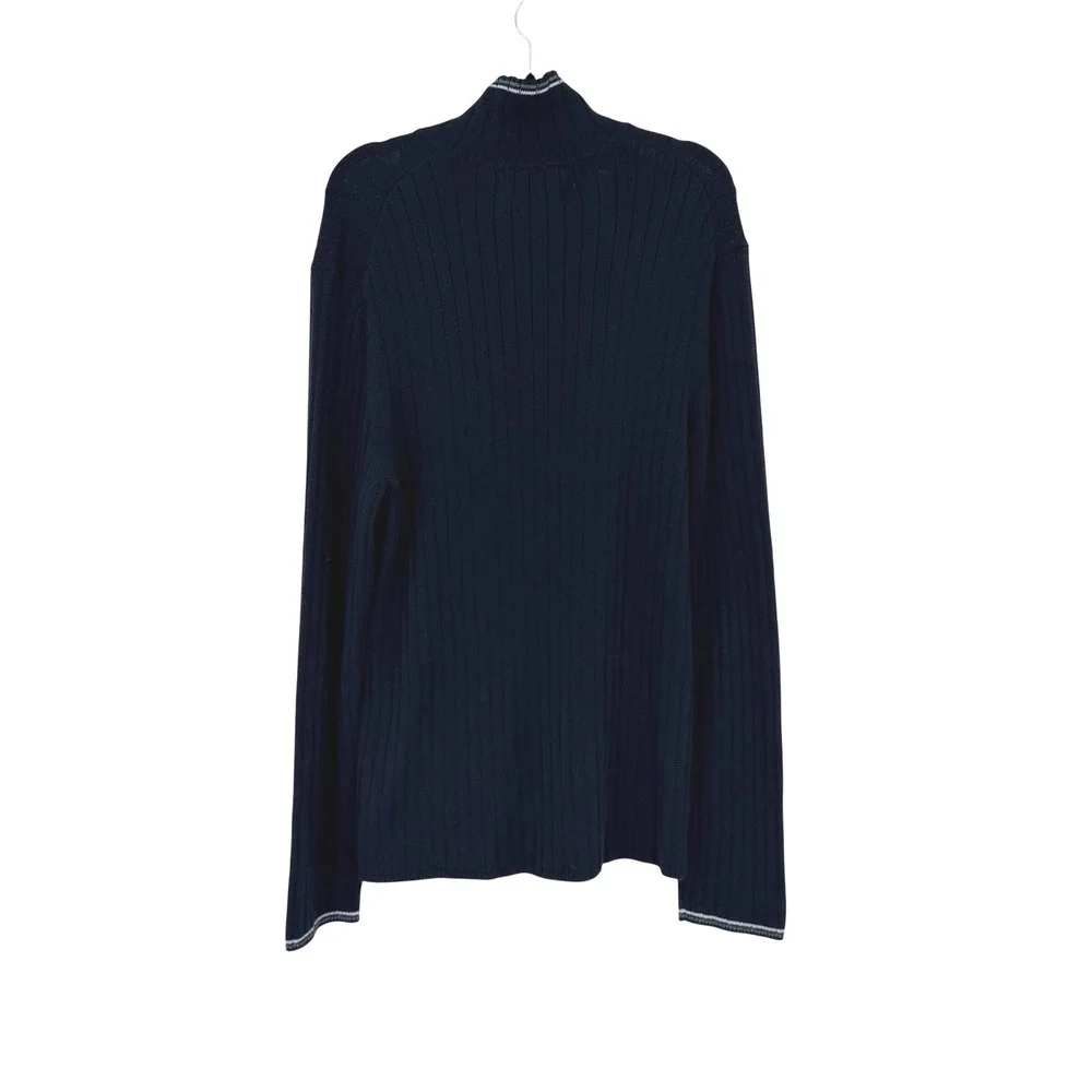 Banana Republic Mens‎ Navy Blue Ribbed 100% Cotton Quarter Zip Sweater Large L
